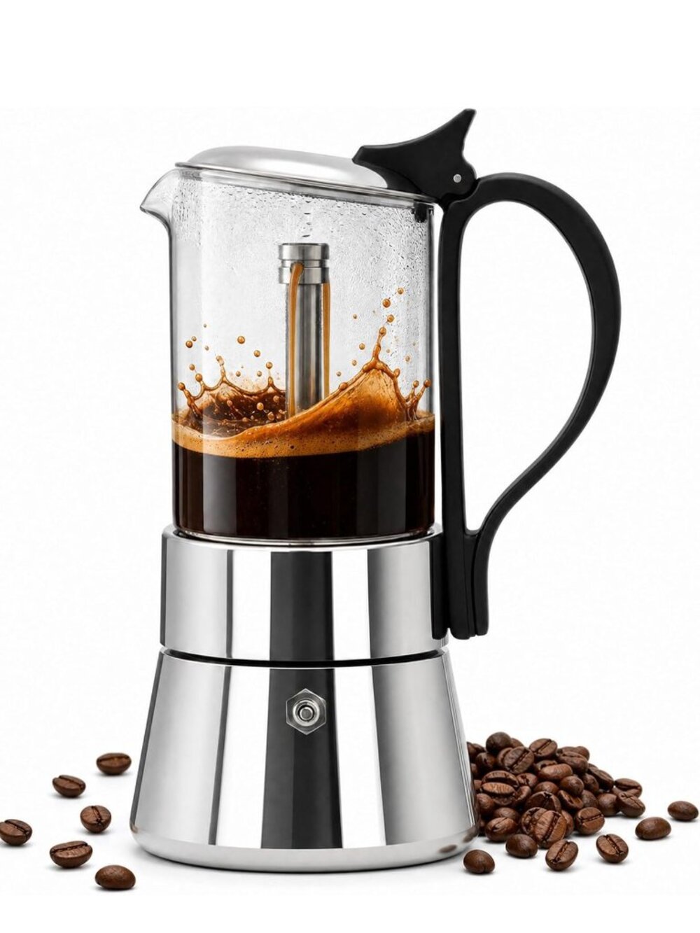 5 Cup Glass Moka Pot 10 oz, Stovetop Espresso Maker